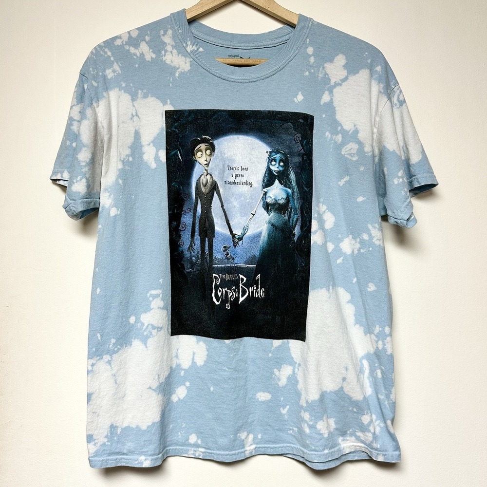 Corpse Bride Blue Bleach Spot t-shirt By Tim Burton women's size Large